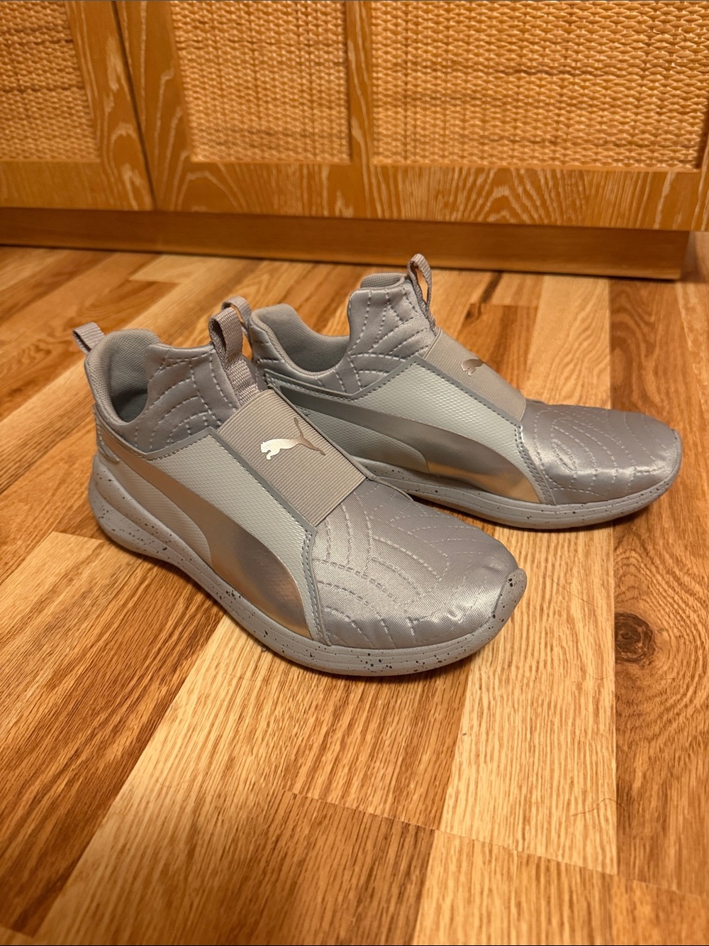 Puma Athletic Slip-On Sneakers in Light Gray